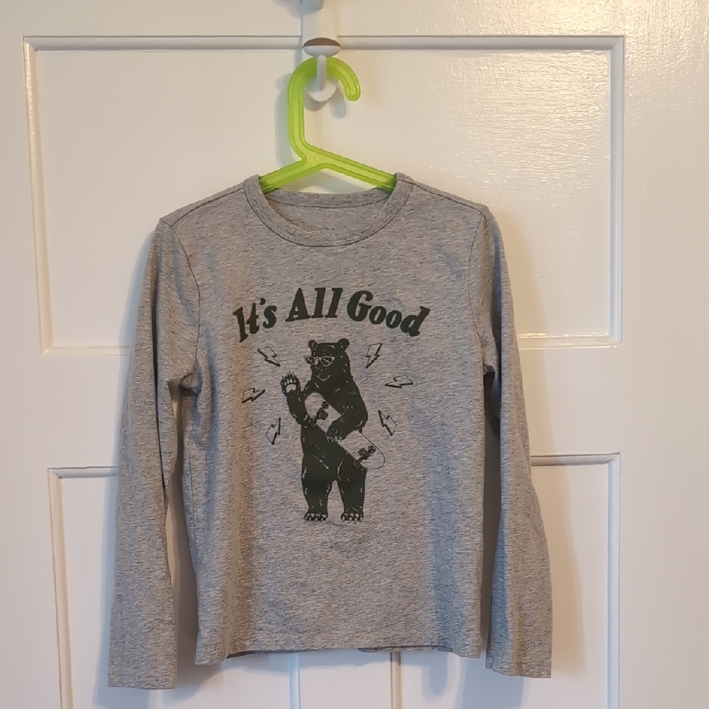 GAP Gray Long Sleeve Tee with Bear Graphic